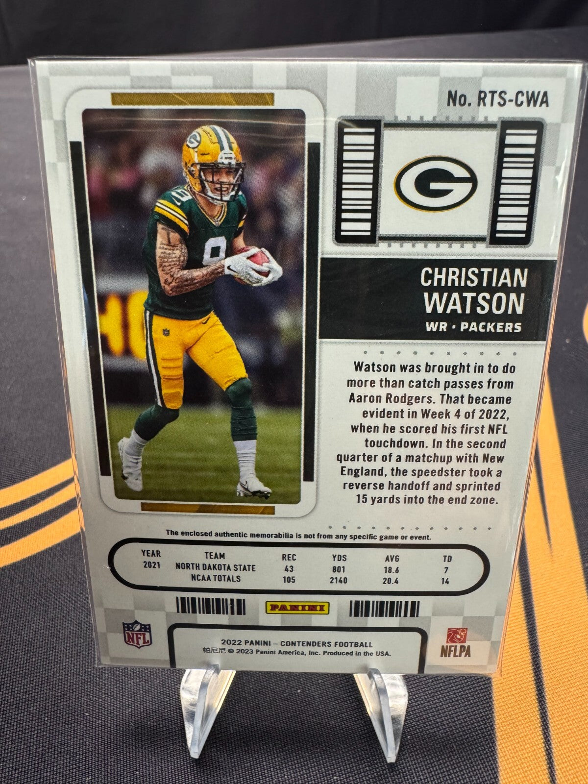 2022 Panini Contenders Rookie Ticket Swatch CHRISTIAN WATSON #RTS-CWA - Packers