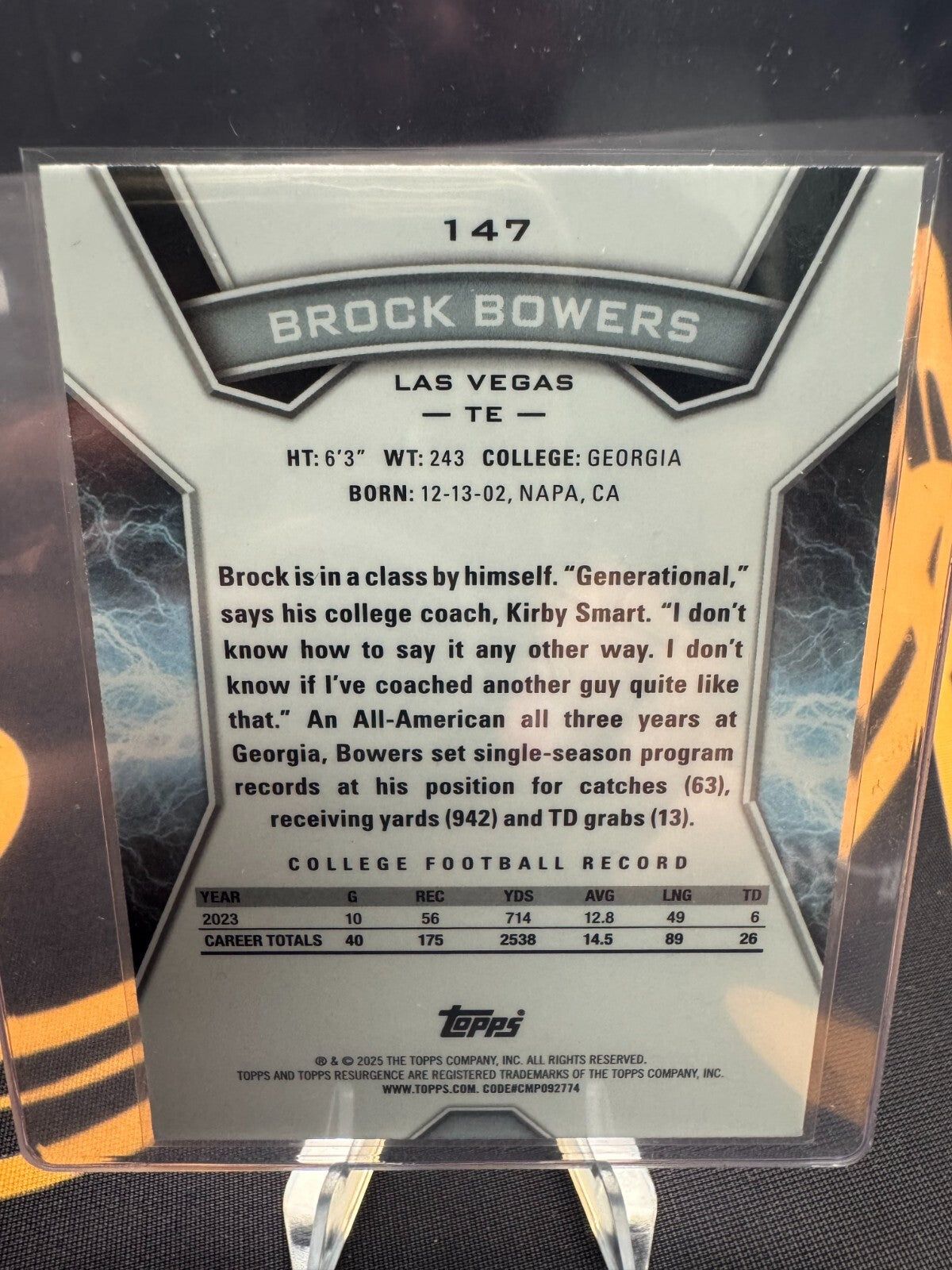 2024 Topps Resurgence Brock Bowers RC Purple Surge Rookie #/75